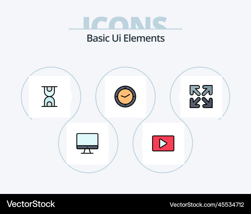 Basic ui elements line filled icon pack 5 Vector Image