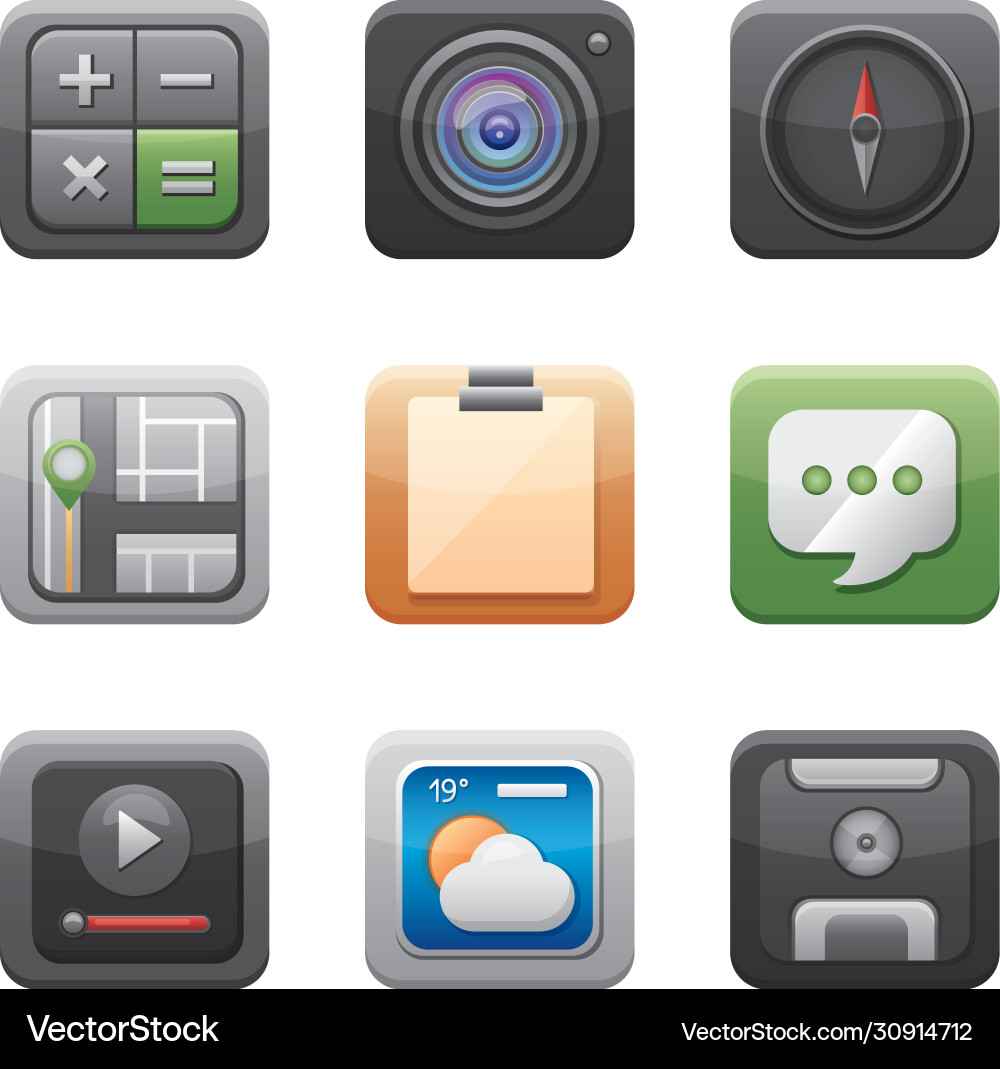 Bundle apps buttons menu panel Bundle apps buttons menu panel vector image