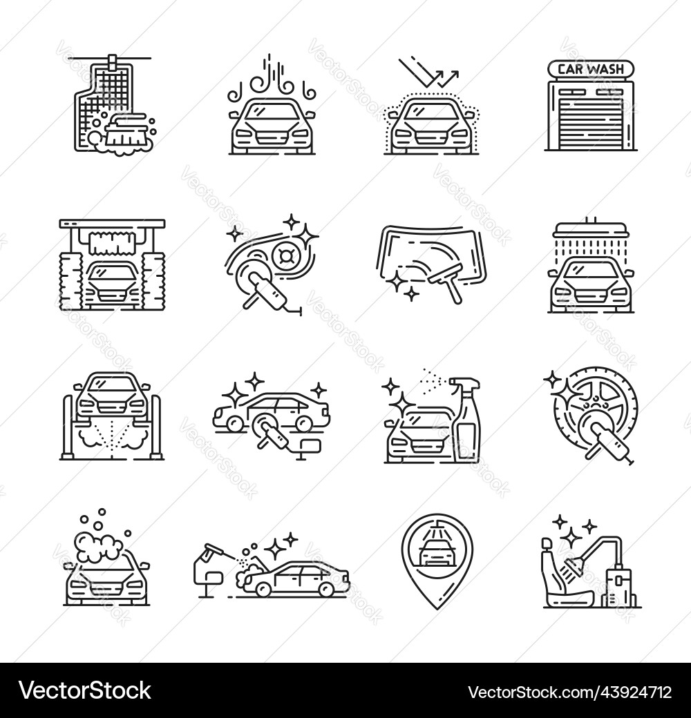 Car Wash & Detailing Icons Vector Image