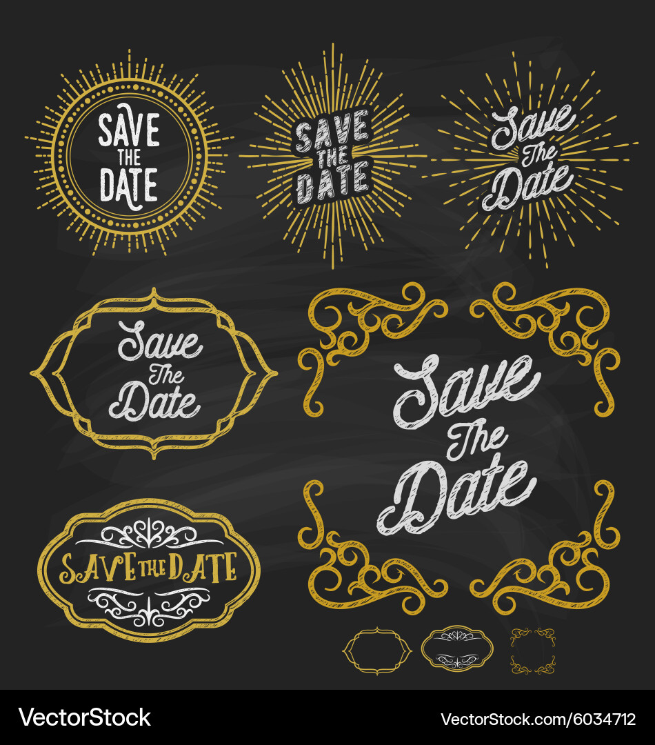 Chalkboard Save the Date Frame vector image