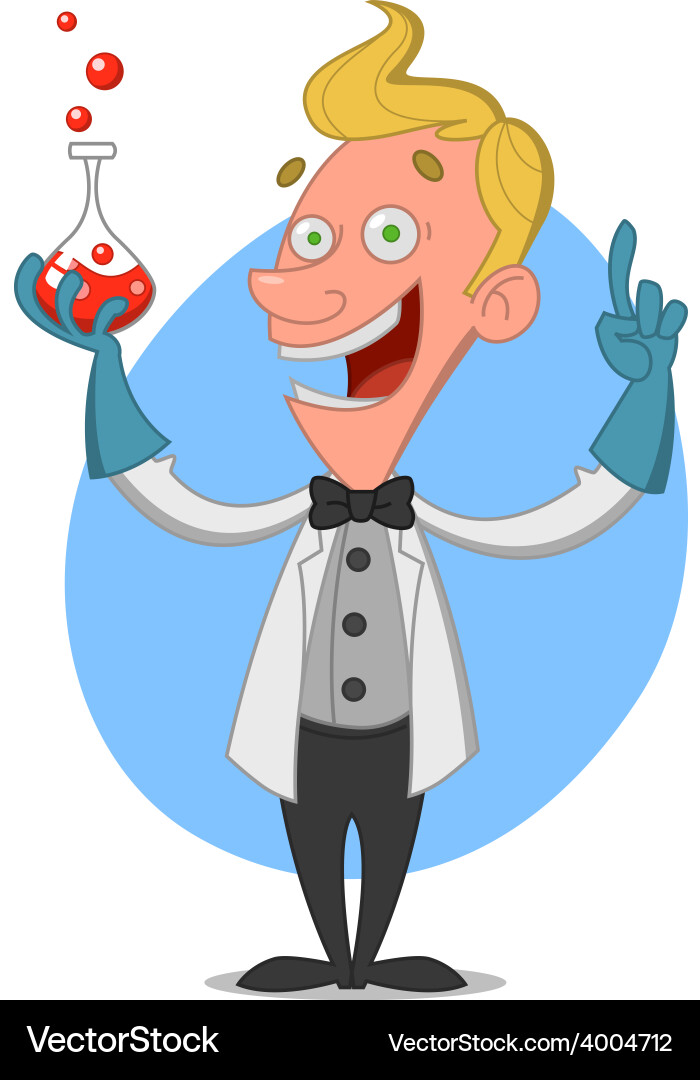 Cheerful Scientist with Flask Vector Image