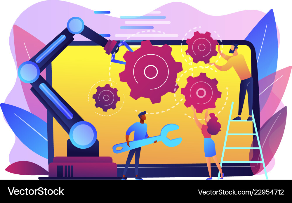 Collaborative Robotics Concept Vector Image