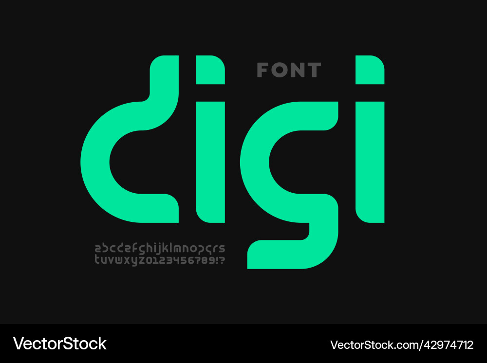 Digital Font & Pixel Art vector image