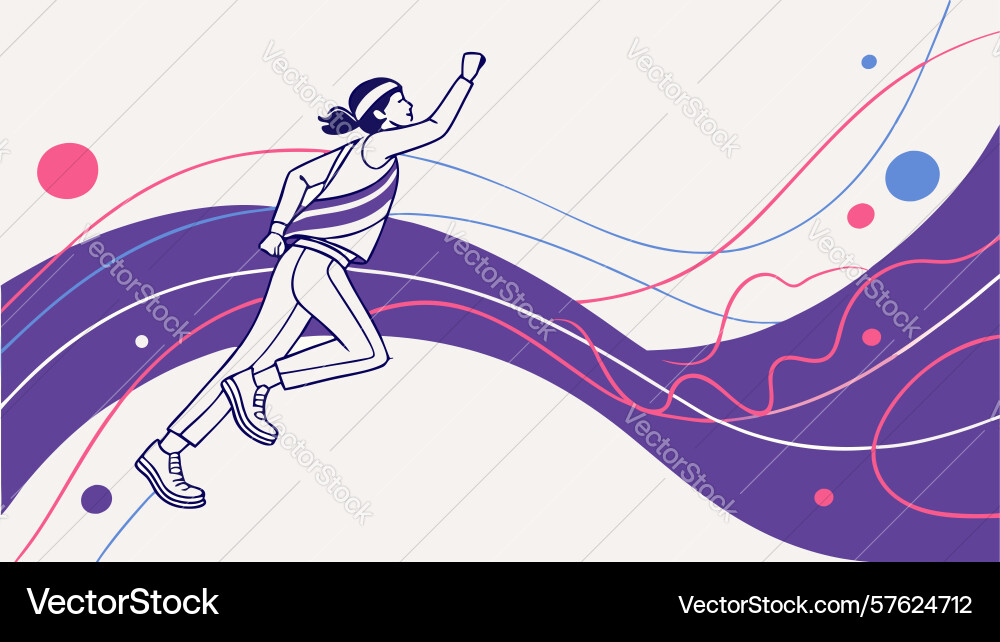 Dynamic leap with abstract waves - motion energy Vector Image