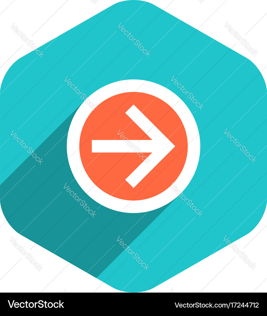 Flat arrow sign circle icon hexagon button vector image