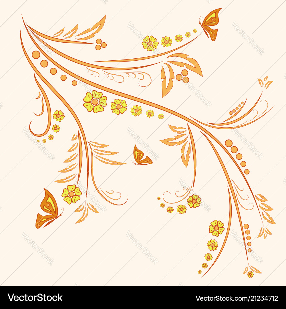 Floral Butterfly Ornament Vector Image