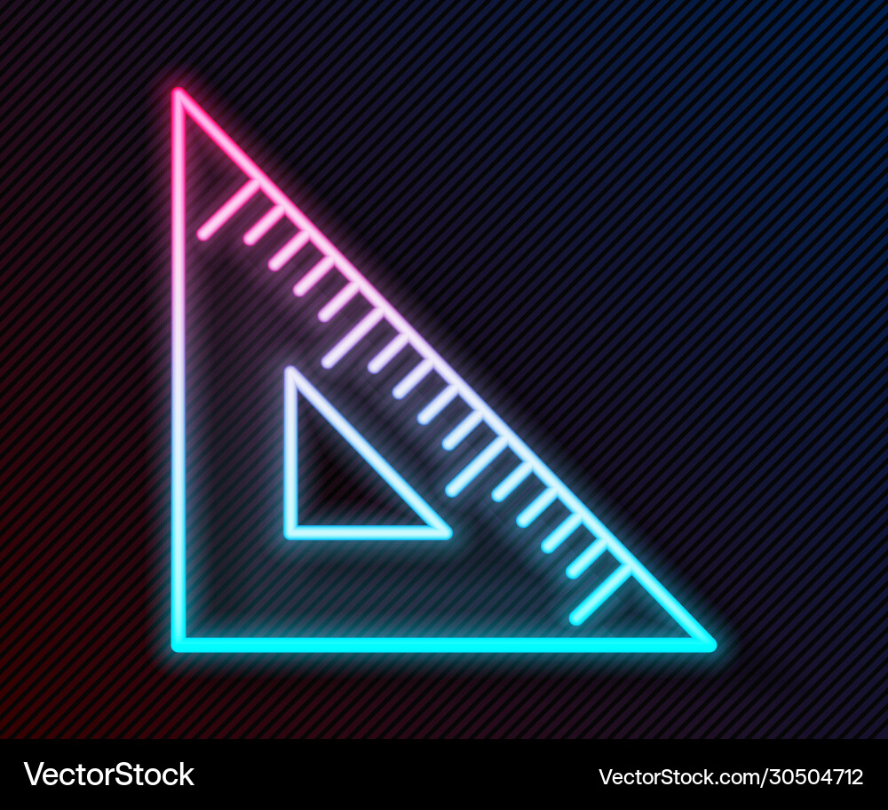 Glowing neon line triangular ruler icon isolated Glowing neon line triangular ruler icon isolated vector image