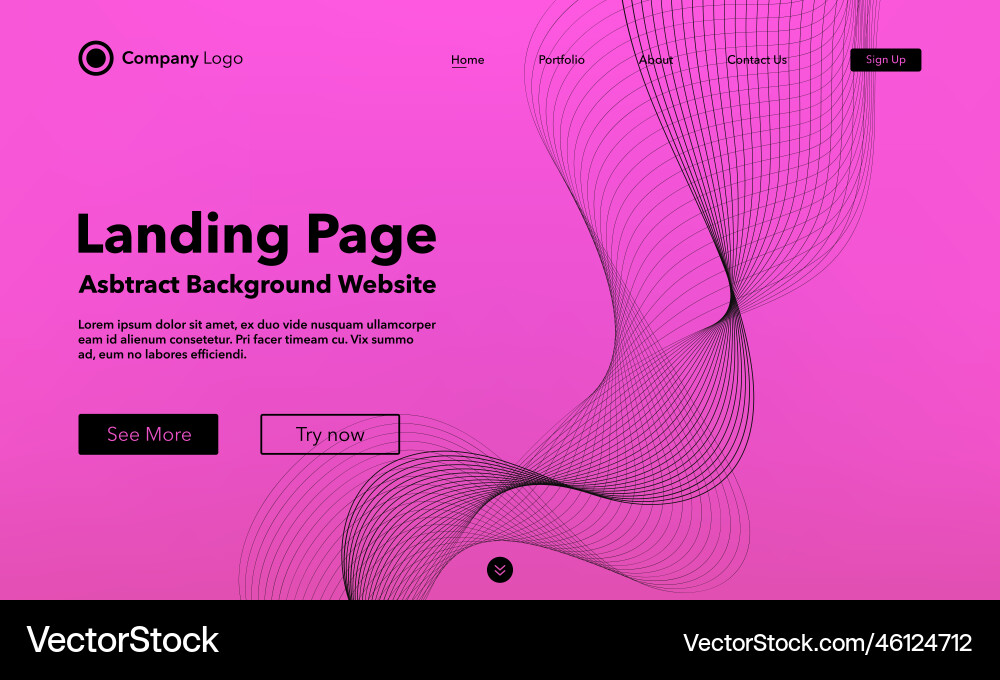 Gradient abstract wave background landing page Gradient abstract wave background landing page vector image