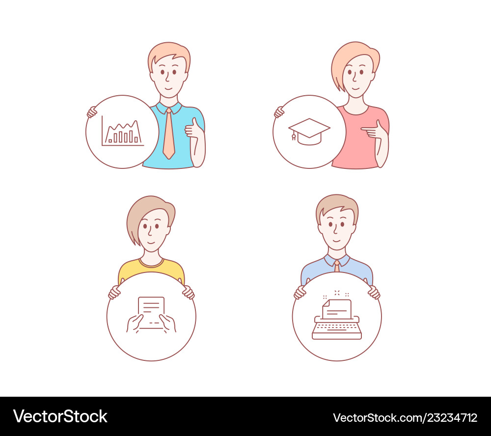 Infographic graph receive file and graduation cap Infographic graph receive file and graduation cap vector image