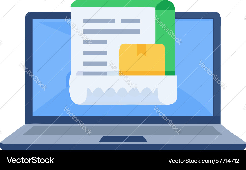 Laptop with document icon for digital file vector image