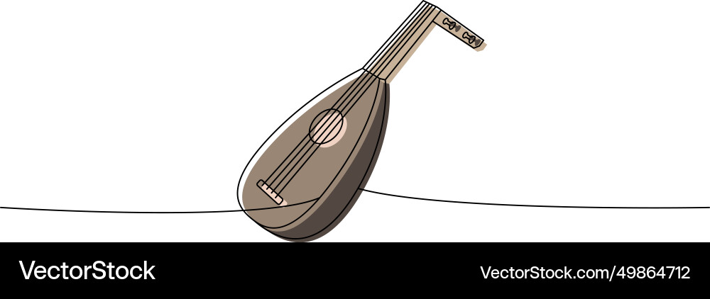 Lute string instrument one line colored Lute string instrument one line colored Vector Image