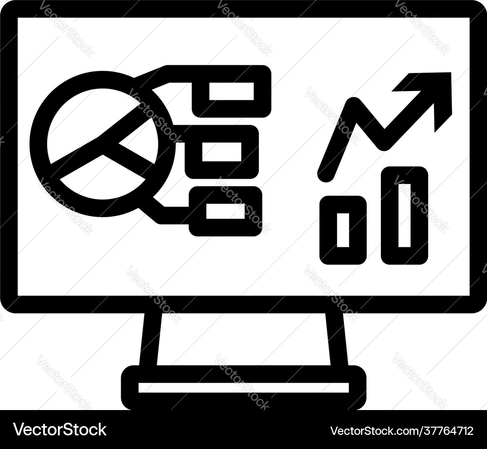 Monitor with analytics diagram icon Monitor with analytics diagram icon vector image