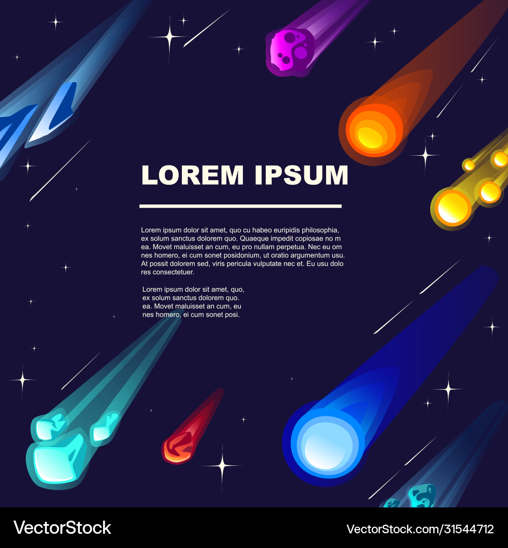 Pattern meteors and comet with different Pattern meteors and comet with different Vector Image