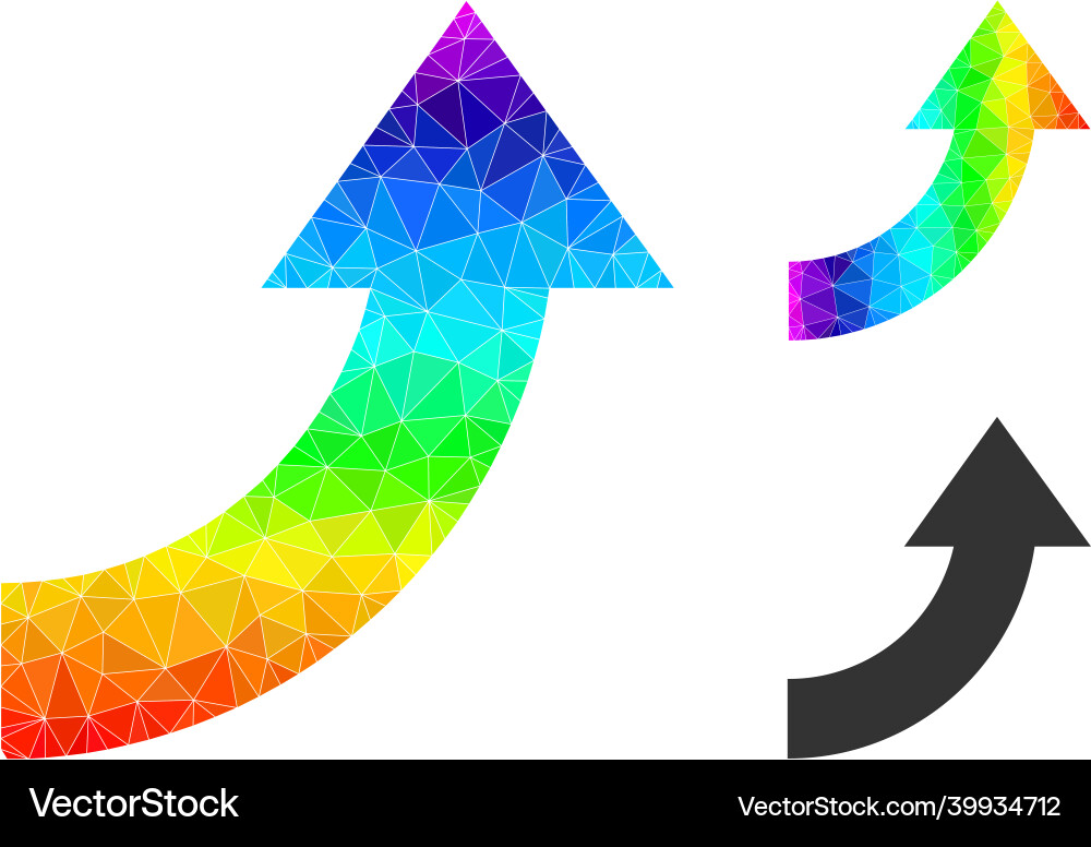 Polygonal rotate up icon with rainbow Polygonal rotate up icon with rainbow vector image