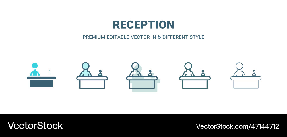 Reception icon in 5 different style outline Reception icon in 5 different style outline vector image
