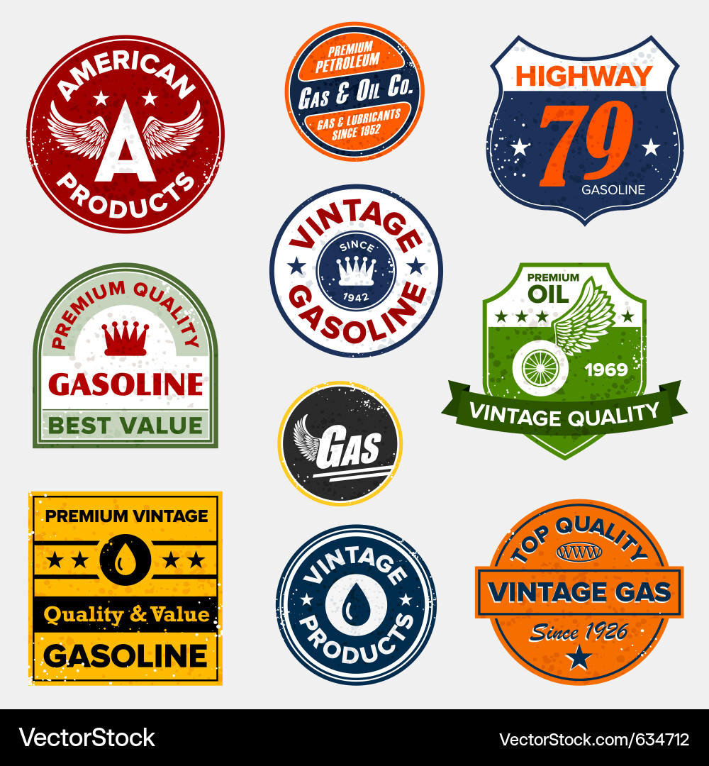 Retro Gasoline Signs Collection Vector Image