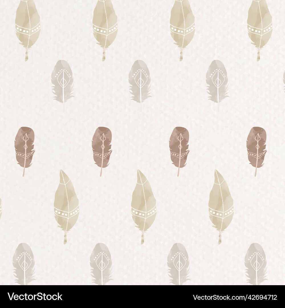 Seamless boho background feather pattern vector image
