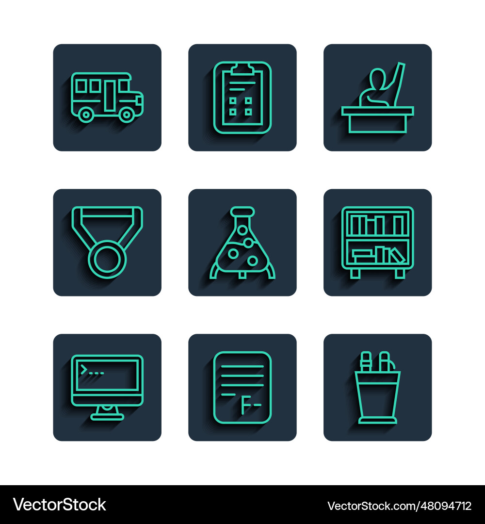 Set line computer monitor exam paper Set line computer monitor exam paper vector image