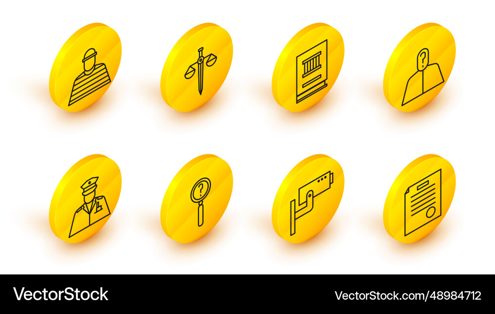 Set line the arrest warrant security camera Set line the arrest warrant security camera vector image