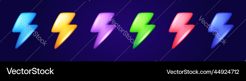 Set of lightning icons in different colors Set of lightning icons in different colors vector image