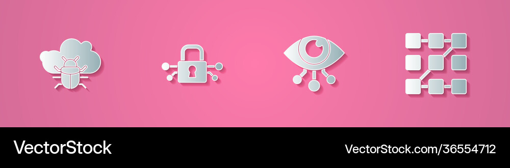 Set paper cut system bug on a cloud cyber Set paper cut system bug on a cloud cyber Vector Image