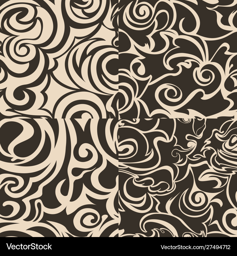 Set seamless abstract patterns in beige Set seamless abstract patterns in beige vector image
