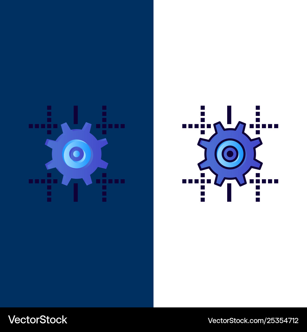 Setting gear computing line icons flat vector image