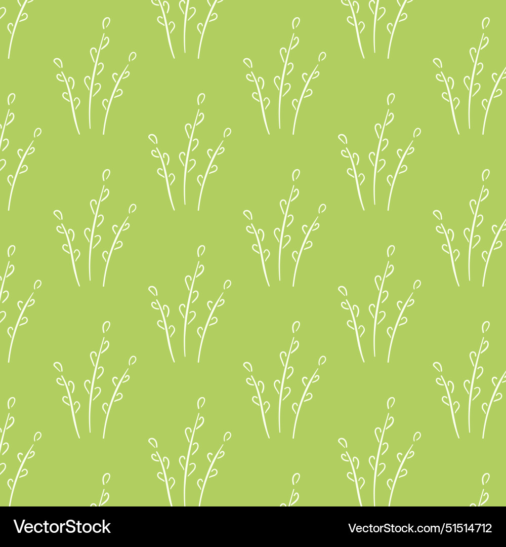 Simple willow seamless pattern in line art style Simple willow seamless pattern in line art style vector image