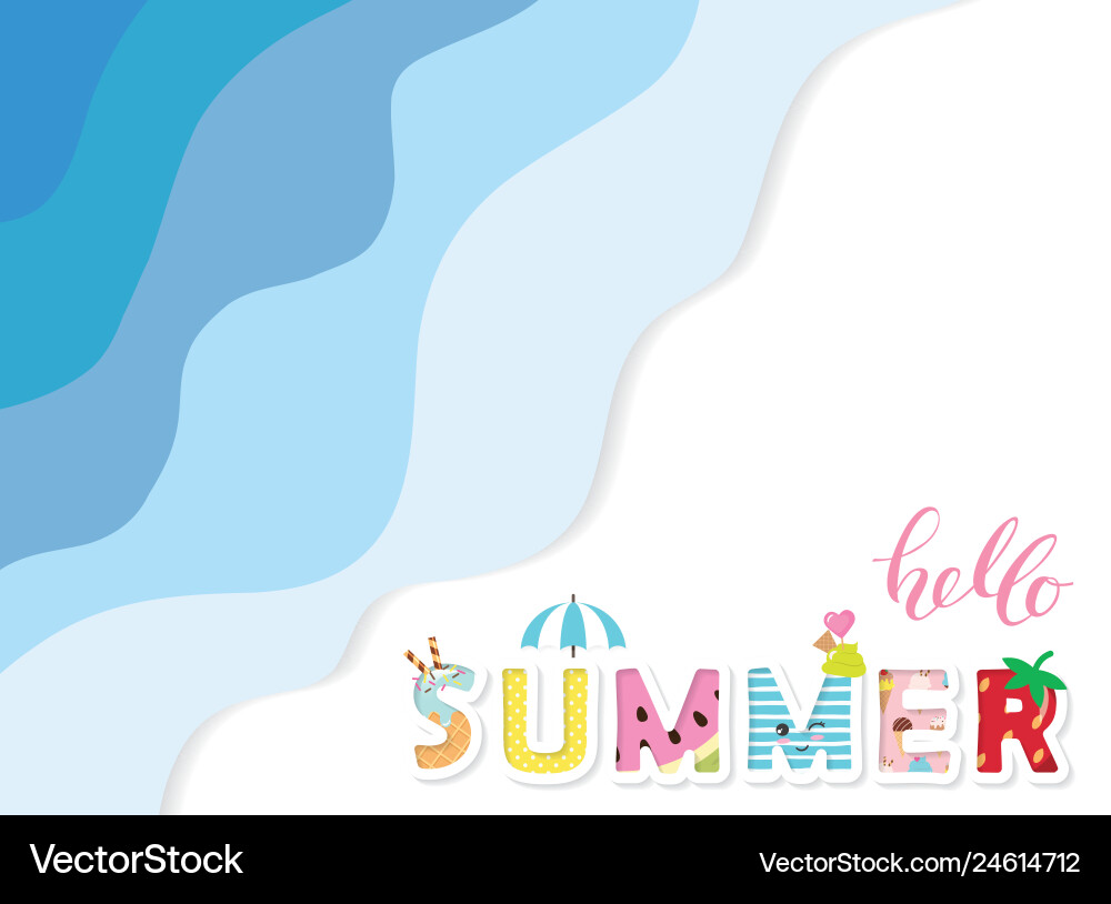 Summer Waves Paper Cutout Banner Vector Image