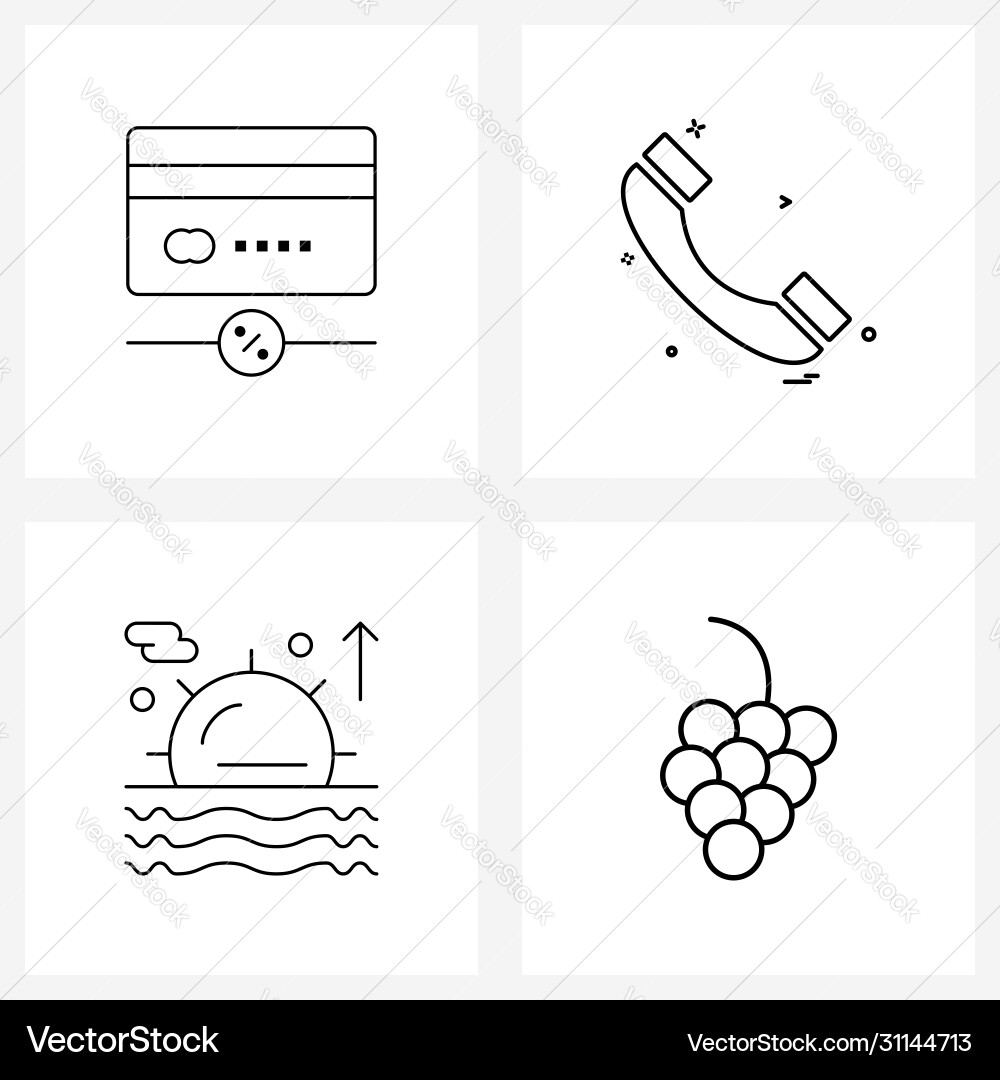 4 editable line icons and modern symbols card Vector Image