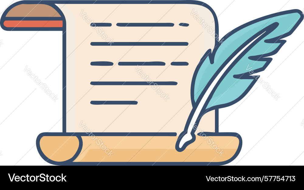 Authoring scroll document icon traditional Vector Image