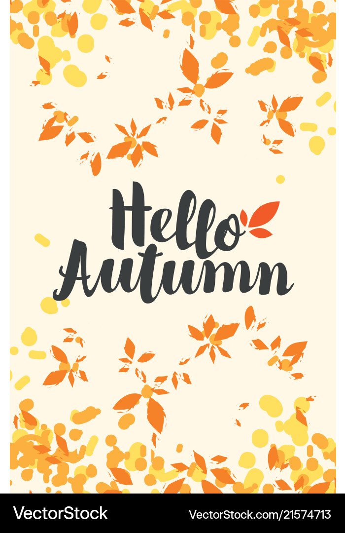 Banner mit Inschrift hello Herbst und Blätter Vektorbild