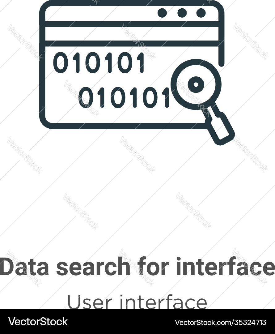 Data search for interface outline icon thin line Vector Image