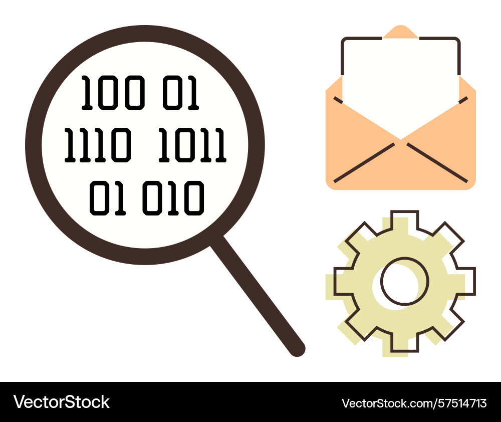 Digitale Datenanalyse mit Binärcode unter vektorbild