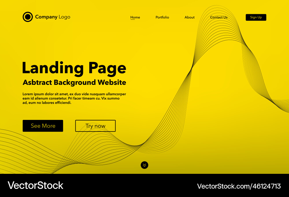 Gradient abstract wave background landing page Gradient abstract wave background landing page vector image