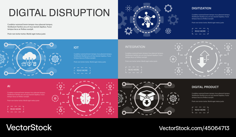 Iot ai digitization integration digital vector image