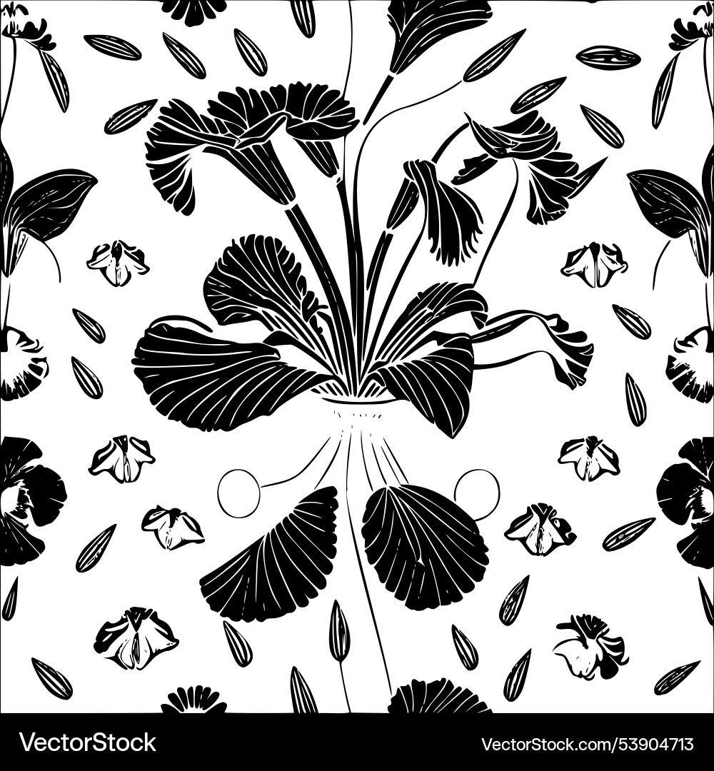 Iris flower pattern abstract seamless colour black Vector Image