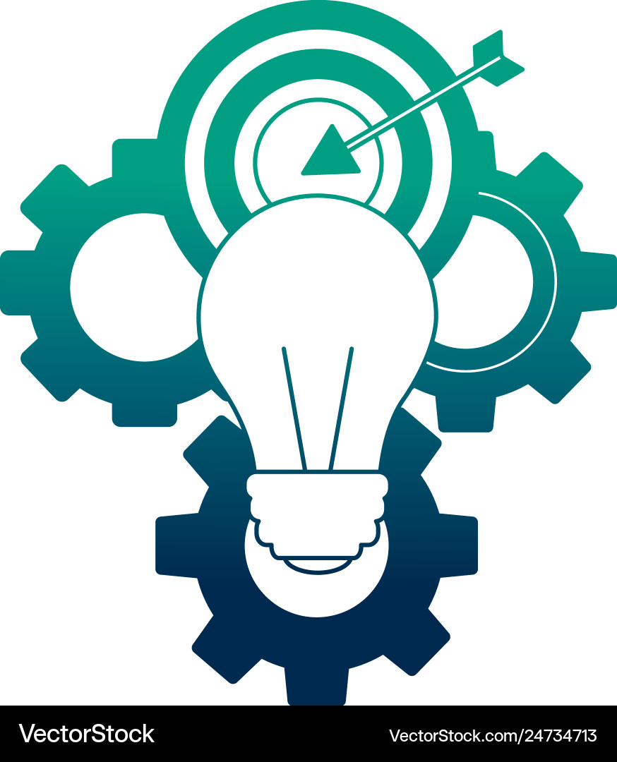 Light bulb with gear machine and target arrow Light bulb with gear machine and target arrow Vector Image