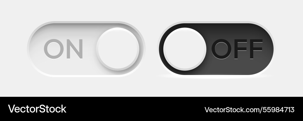 On and off toggle switch buttons material design On and off toggle switch buttons material design vector image