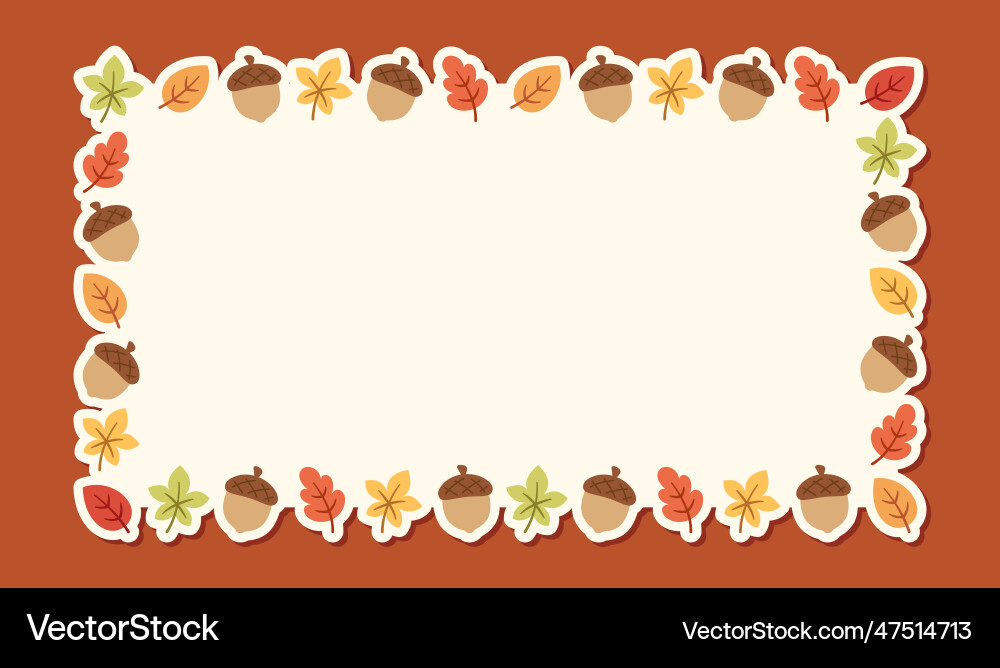 Rectangle autumn frame made of leaves and acorn Vector Image