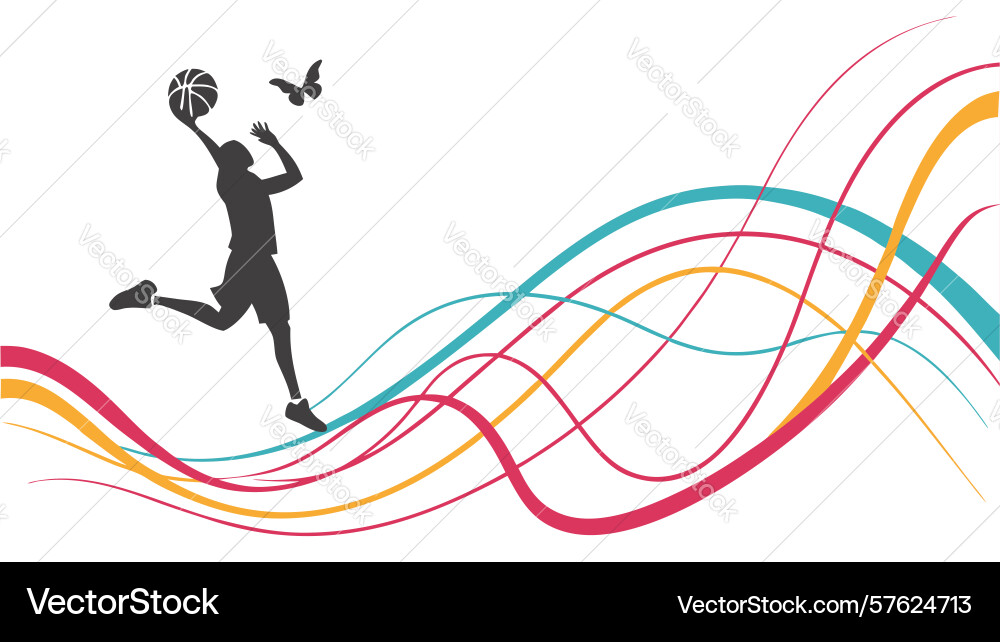 Runner with abstract flowing lines - dynamic vector image
