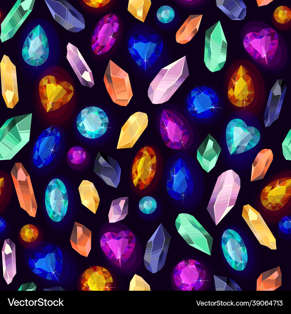 Seamless pattern with crystals and gems vector image