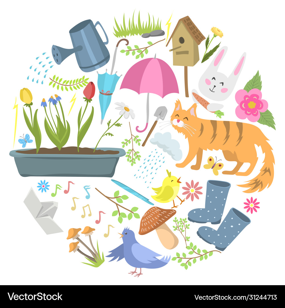 Spring time round pattern flat Vector Image