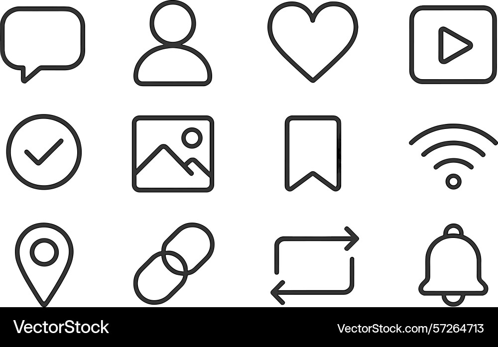 User interface icons arranged in a grid showcasing User interface icons arranged in a grid showcasing vector image