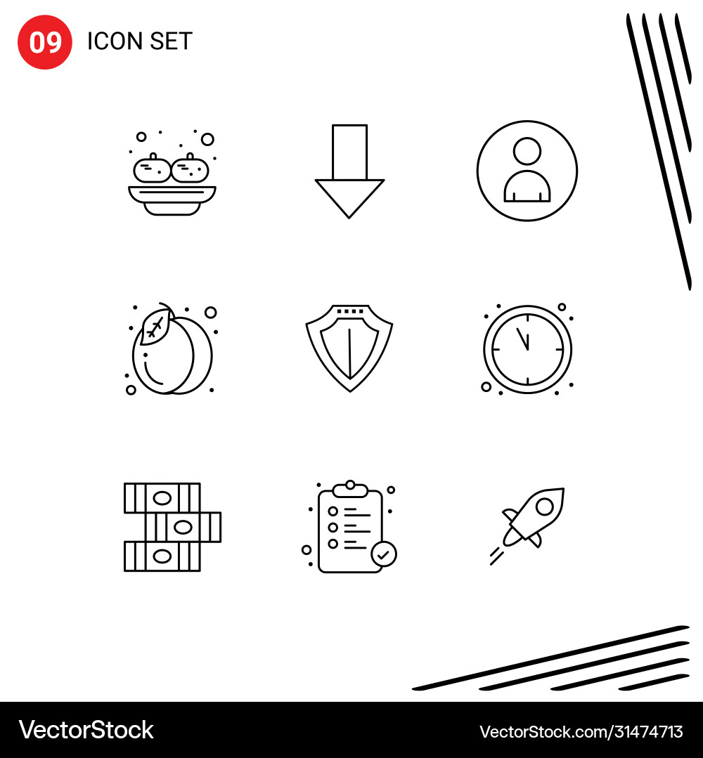 User interface pack 9 basic outlines Vector Image