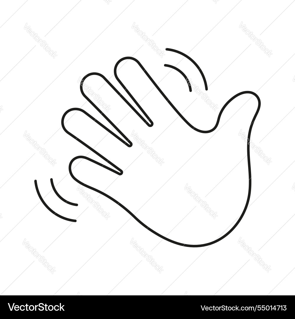 Waving hand line icon gesture of hello or goodbye Vector Image