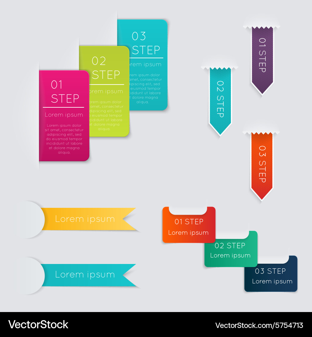 Workflow Steps & Icons - Colorful vector image