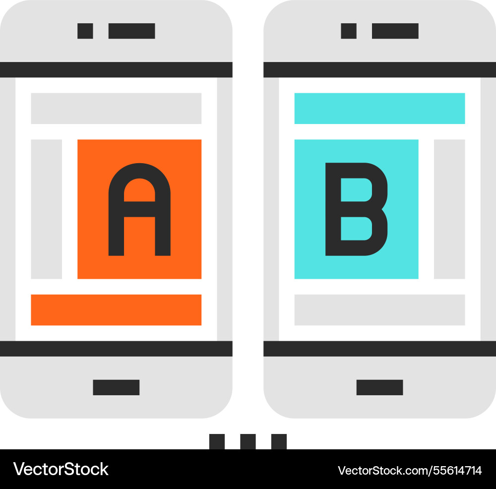 A b testing flat line web icon concept vector image