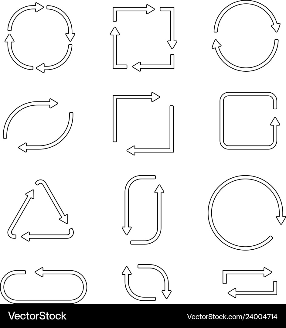 Arrows in circular motion double lines vector image