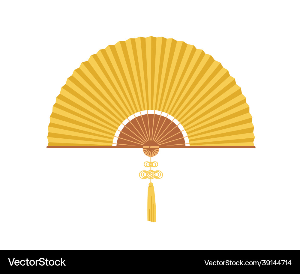 Asian folding hand fan with fringe japanese Asian folding hand fan with fringe japanese vector image